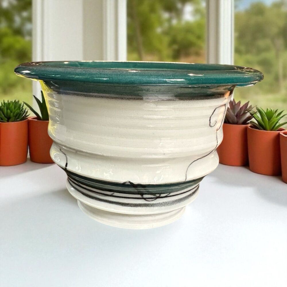 Studio Pottery Gohobi Handmade Flower Bowl  2.75" Tall 5" Diameter - Signed NS